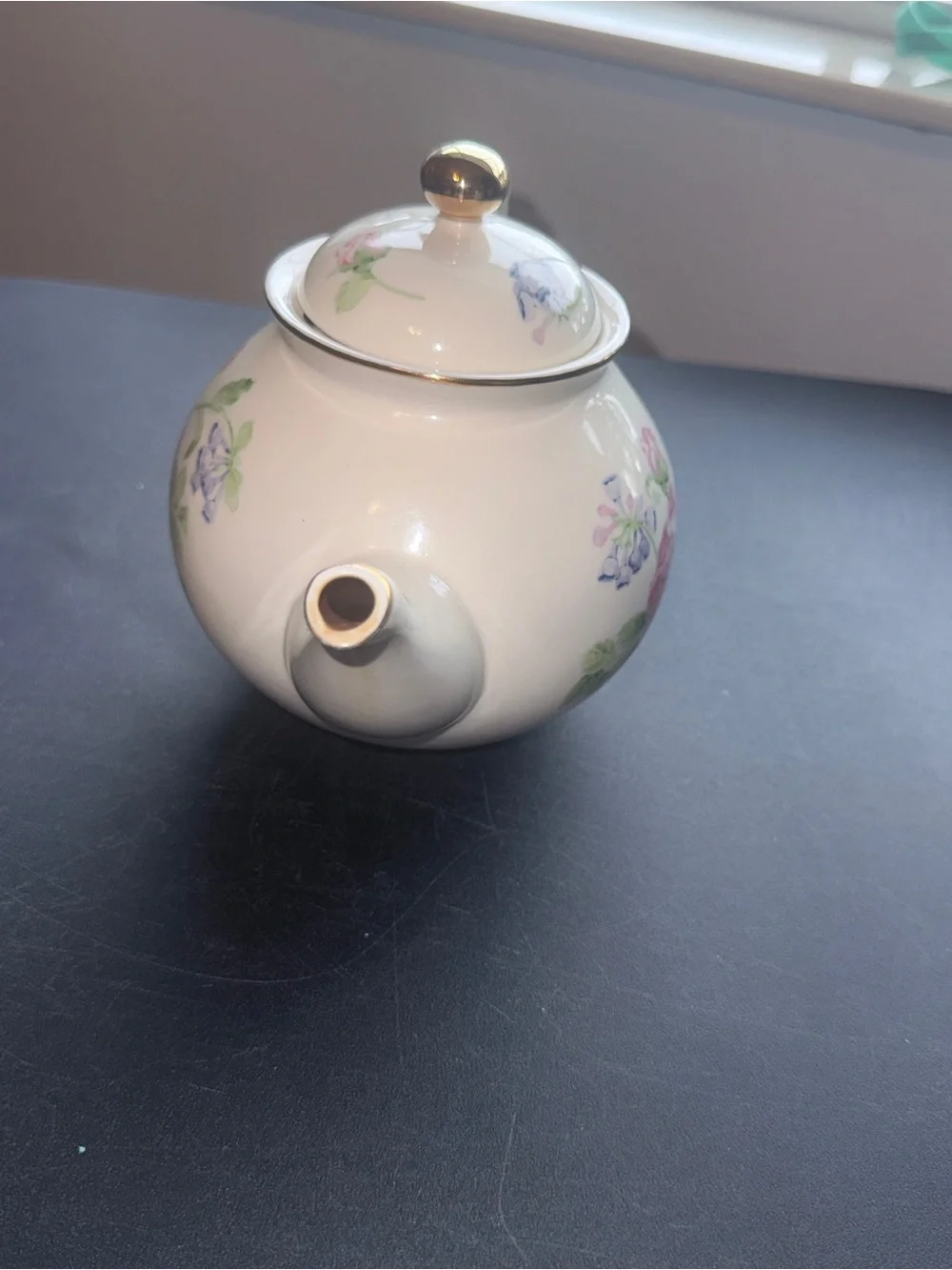 Floral Porcelain Teapot with Gold Trim